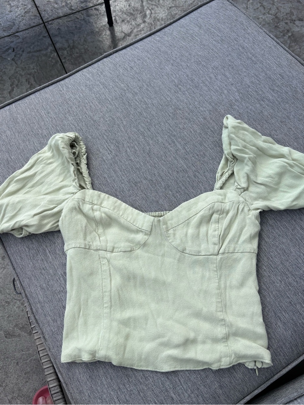 Wilfred Mint Green Puff-Sleeve Crop Top